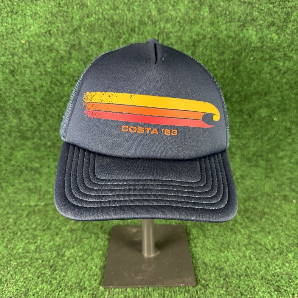 Costa Del Mar Navy Mesh Trucker Hat COSTA 83 Wave Logo Adjustable One Size